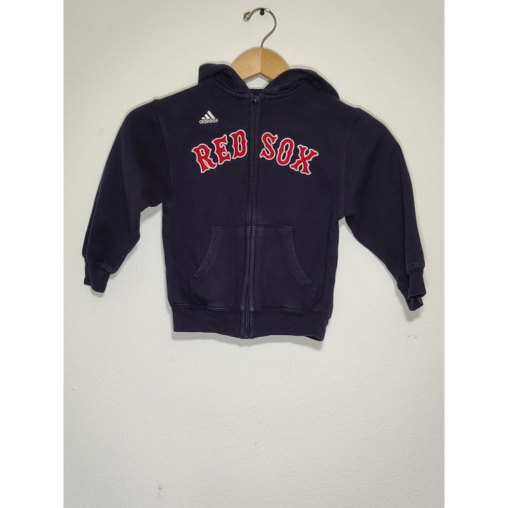 Adidas Kids Boston Red Sox Navy Full Zip Hoodie Sweatshirt Size M 5/6 883JW